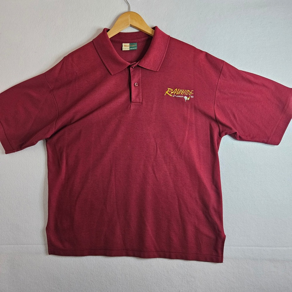 Vintage WearGuard Mens XL Maroon Rawhide Golf Polo Shirt Made in USA 1999 1138